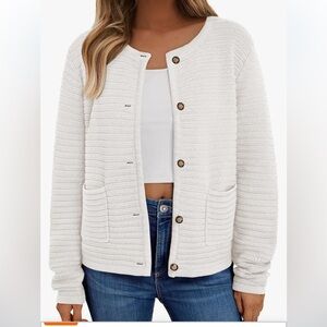 NWT LILLUSORY Cardigan Sweater Lightweight Open Front Button Down with Pockets